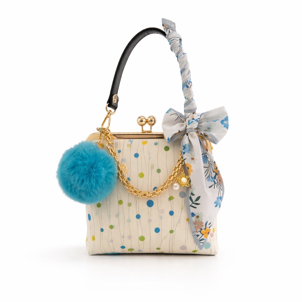 "Ethel" Handcrafted Kiss Lock Bag in Designer Cotton