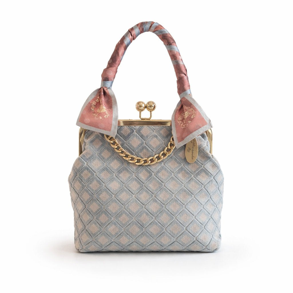 "Ethel" Handcrafted Kiss Lock Bag in Reclaimed Designer Upholstery Remnants