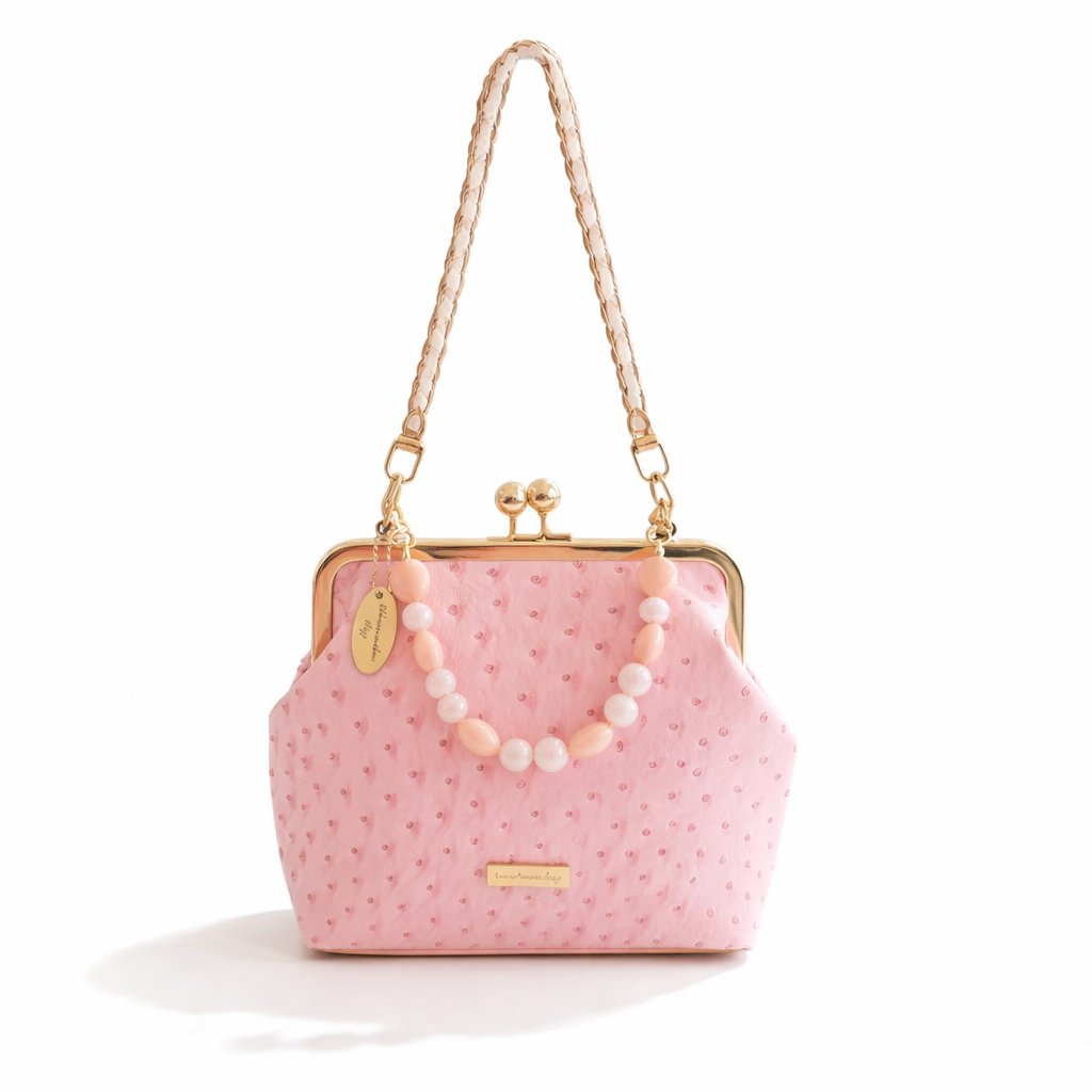 "Ethel" Handcrafted Kiss Lock Bag in Vegan Ostrich Leather